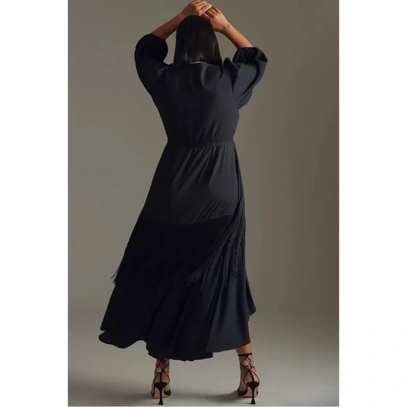 ANTHROPOLOGIE Fringe Wrap Maxi Dress Long Sleeves V-neck Black Hutch Size S  NWT is available for purchase on au PAY Market - Imported Goods Online  Store Co.Ltd. | au PAY Market -